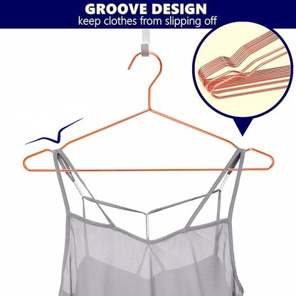 Amber Home 20 Pack 17" Rose Gold Strong Metal Hanger, Copper Clothes Hangers, Heavy Duty Coat Hangers, Standard Suit Hangers for Jacket, Shirt, Dress (Copper, 20)