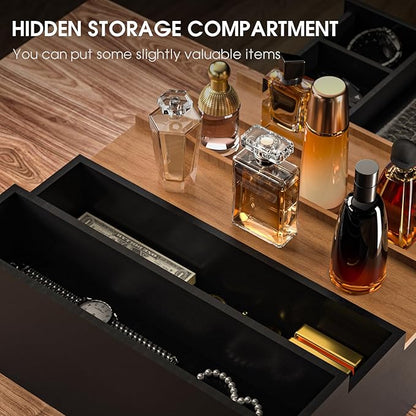 Sephyroth Cologne Organizer 5 Tier of Elegant Bamboo Perfume Organizer for Men with Hidden Storage and Practical Drawer, Perfect for Cologne Display & Gift (5T-BlackWalnut)