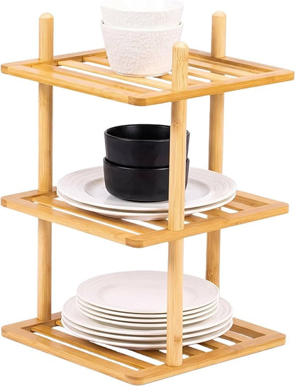 3-Tier Vertical Shoe Rack - Tall Narrow Shoe Rack Organizer for Small Spaces,Bamboo Shoen Shelf for Entryway,Closet,Corner,Doorway,Skinny Shoe Shelf Space Saving Shoe Storage (Natural, 3-Tier)