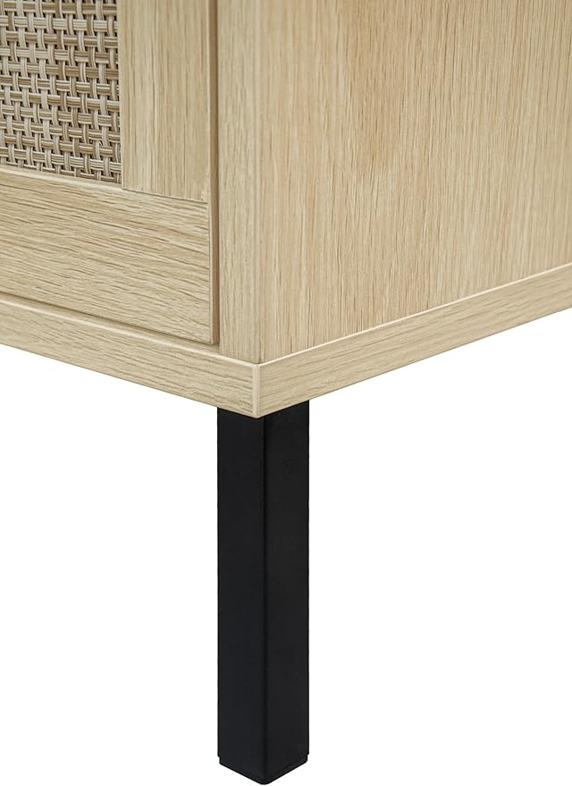 ZeHuoGe Rattan Shoe Cabinet with 3 Flip Drawers, Narrow Hidden Shoe Rack Storage Cabinet for Heels, Slippers, Entrance Hallway Entryway (Natural)