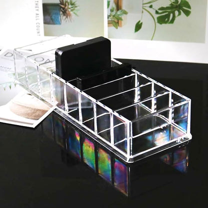 Nsmykhg Acrylic Makeup Organizer,6 Pack 8 Spaces Clear Vanity Drawer for Eyeshadow Palette, Lipstick & Highlighter Storage, Skincare Display, Bathroom Cosmetic Organize,10"x3.5"x1.8"
