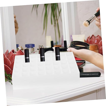 2pcs 40 Lipstick Stand 40 Slots Makeup Holder Lipstick Tubes Display Case Cosmetic Display Cases Storage Canister Lip Gloss Makeup Organizer Cosmetic Storage Boxes Dresser White