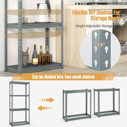 Goplus 4-Tier Metal Shelving Unit, 4 Pack Heavy Duty Wire Storage Rack with Anti-Slip Foot Pads, Height Adjustable Shelves for Warehouse, Kitchen, Living Room, Garage, 12" D x 27.5" W x 60" H