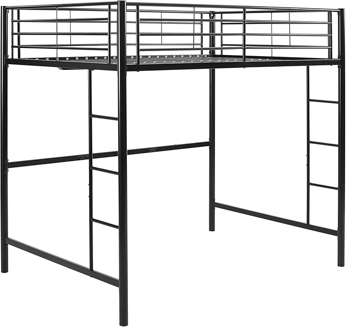 Walker Edison Orion Urban Industrial Metal Double Over Loft Bunk Bed, Full Double, Black