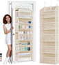 5 Layers Over The Door Organizer with Clear Window, 10 Mesh Side Pockets and 3 Hooks, 1 Pack Large Pockets Heavy Duty Hanging Storage for Bedroom/Bathroom/Pantry/Nursery (Beige-1)