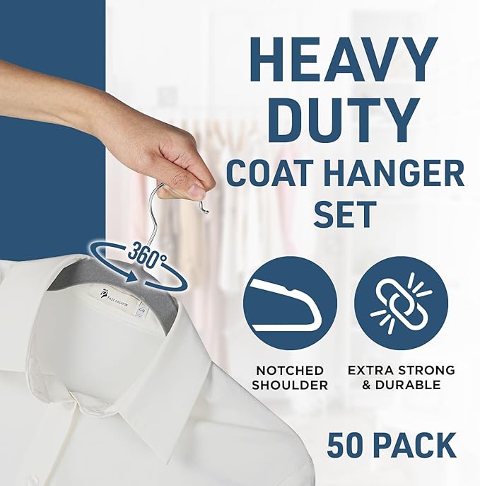 Lifemaster Velvet Non-Slip Hangers - 50 Pieces Non-Slip Coat Hanger Set with 360° Swivel Hook, Space-Saving, Sleek Design, Keep Closet Organized, Smooth Velvet Finish, Lightweight Construction - Gray