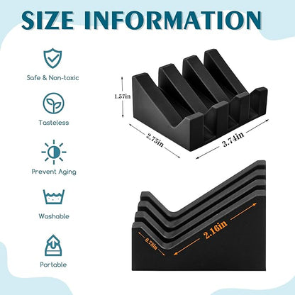 Self Draining Soap Dish Holder,Silicone Soap Dish,for Bathroom,Kitchen, Sponges，Can Extend Soap Life，Keep Soap Bars Dry and Easy Cleaning (Black,4-Pack)