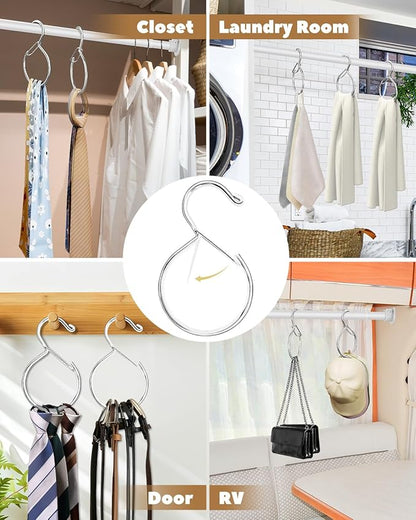 Supforce 6 Pack Belt Hanger, Tie Hanger & Belt Organizer, Rust-Proof Belt Hanger for Closet, Ties, Scarves, Bags & Accessories, Keeps Closet Neat & Organized, Silver