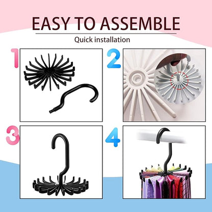 2Pack Circular Tie Hanger Updated Twirl Tie Rack Adjustable Twirl Tie Rack Tie Belt, Multipurpose Organizer for Closet Storage