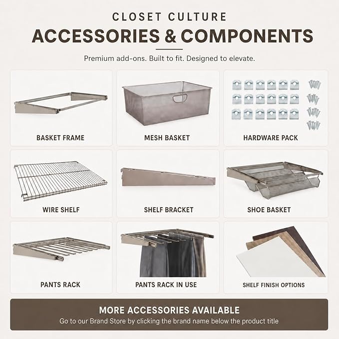 Closet Culture by Knape & Vogt 5.25 in. H x 23.50 in. W x 17.00 in. D Champagne Nickel Shoe Rack Kit for Closet System, 0335-SRK-CN