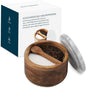 KITCHENDAO Acacia Wood Salt and Pepper Box Cellar Bowl with Grey Marble Lid and Built-in Spoon, Large Salt Container Cellar Storage Herb Sea Bath Salt Spice, Dual 5Oz Capacity