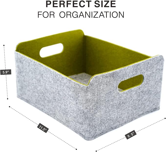 Welaxy Collapsible Felt Storage Baskets, Foldable Shelf Bins for Toys, Clothes, Books & Closet Organization (Curry +Moss green + Wild berry)