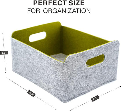 Welaxy Collapsible Felt Storage Baskets, Foldable Shelf Bins for Toys, Clothes, Books & Closet Organization (Curry +Moss green + Wild berry)