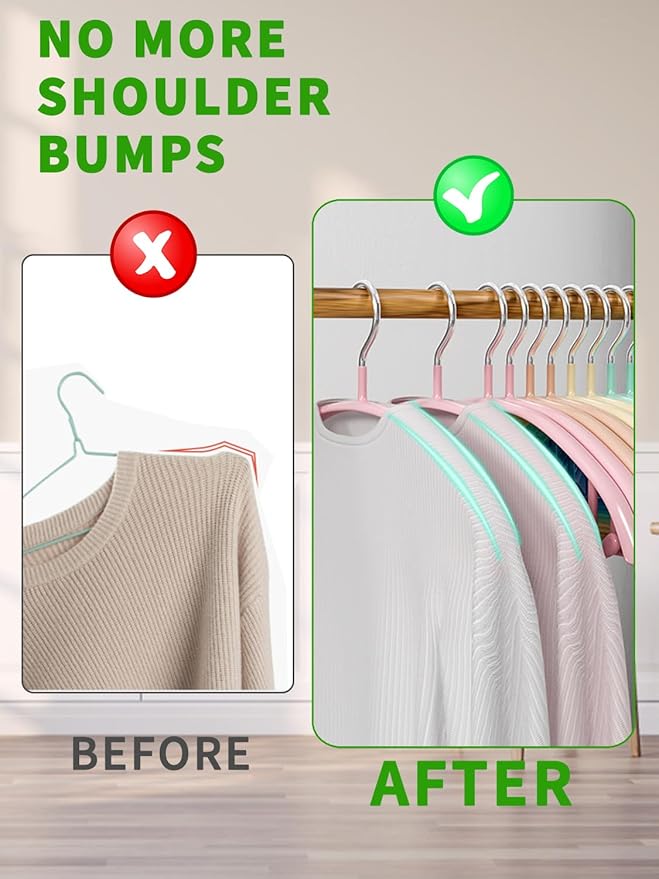 SLMT Sweater Hangers No Shoulder Bump Womens Coat Hanger Non Slip 14 Pack Heavy Duty Metal Clothes Hangers for Closet