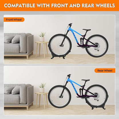 ALIXUEQIN Bike Stand Floor, Portable Bike Storage for Garage - Fit for 24"-29" Bikes, Tire Width up to 3.5", Road & Mountain Bicycle Stand, Front and Rear Wheel Parking Rack - Black