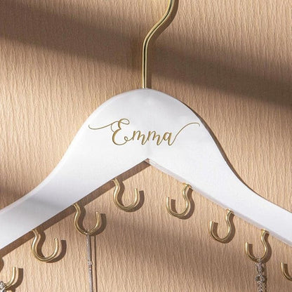 NICEDREAM Custom Name Necklace Holder Jewelry Hanger Bracelet Holder with 16 Hooks Personalized Name Necklace Organizer Wooden Hanging Jewelry Holder Gift for Her Women Girls Mom (Black)