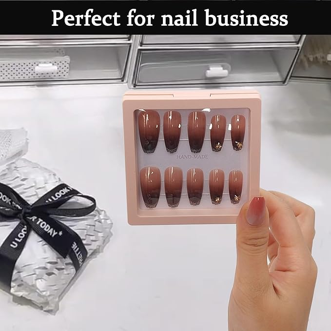 32 Pack Press On Nail Packaging Boxes - 3D Floating Storage and Display Box With 90pcs Double Sided Adhesive Tape for Nail Tech