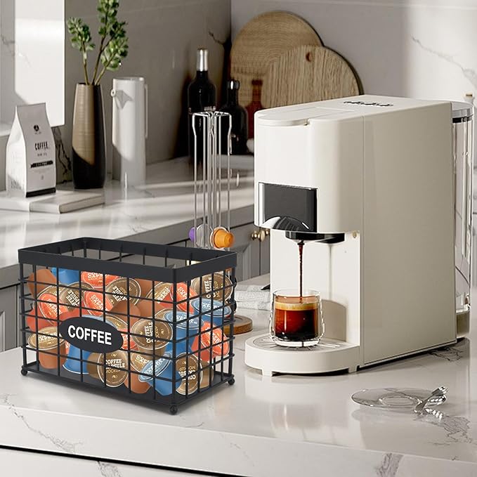 Coffee Pod Holder Basket Magnetic Coffee Pods Holder High-Capacity k Cup Holder Coffee Station Organizer,Coffee Bar Accessories.Suitable For Kitchen And Office Countertop