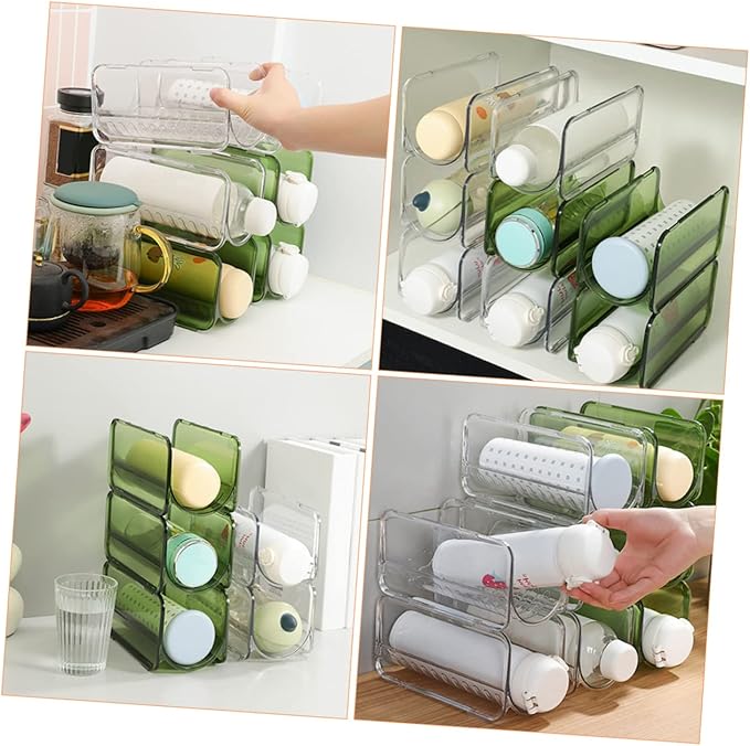 Zerodeko 4pcs Stackable Water Bottle Organizer Rack for Kitchen Cabinets and Stylish Storage for Bottles and Vacuum Containers