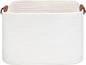 Large Cotton Rope Storage Basket with Leather Handles, Laundry Hamper Basket, 20 "L x 14" W x 12 "H, Durable & Stylish Organizer for Home.(Large White)