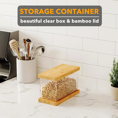 SpaceAid Bamboo Food Storage Container - Airtight Cereal Containers with Lids, Kitchen Cereal Canisters Pantry Organizers and Storage for Rice, Flour, Coffee, Snack, Extra Small 1 Pack