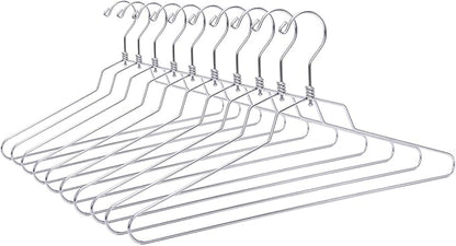 Quality Metal Hangers - Swivel Hook, Stainless Steel, Heavy Duty, Wire Clothes - 10 Standard, 17 Inches