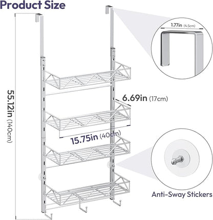 SWTYMIKI Over Door Hat Organizer - 5 Tier Wall Mounted Hat Rack with 4 Adjustable Metal Basket Heights Design and 3 Hooks, Baseball Cap Organizer Storage Holds up to 49 Caps for Door, Bedroom, Closet