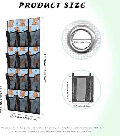 Capibala Shoe Organizer for Door Hanging Space Saving Mesh Pockets Kids Room Organizer with 12 Pockets,Easy to Install Over The Door Storage -4 Metal Hook