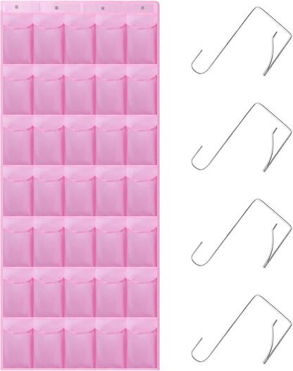 35Large Pockets Over The Door Shoe Organizer, Mesh Pockets Shoe Holder Rack, Capacity hanging shoe organizer，door shoe rack With 4 Metal Hook.