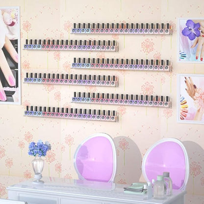 FEMELI 24 Inch Nail Polish Wall Rack: 6 Shelves Clear Acrylic Nail Polish Holder Organizer for 130-180 Bottles (24 Inch, Clear)