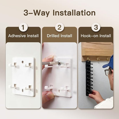 Hat Organizer for Wall, 2 Pack Adhesive Hat Rack for Baseball Caps, No Drilling or Wall Mount Cap Holder with Hooks, Over the Door Hat Storage Organizer for 20 Caps, Closet Storage White