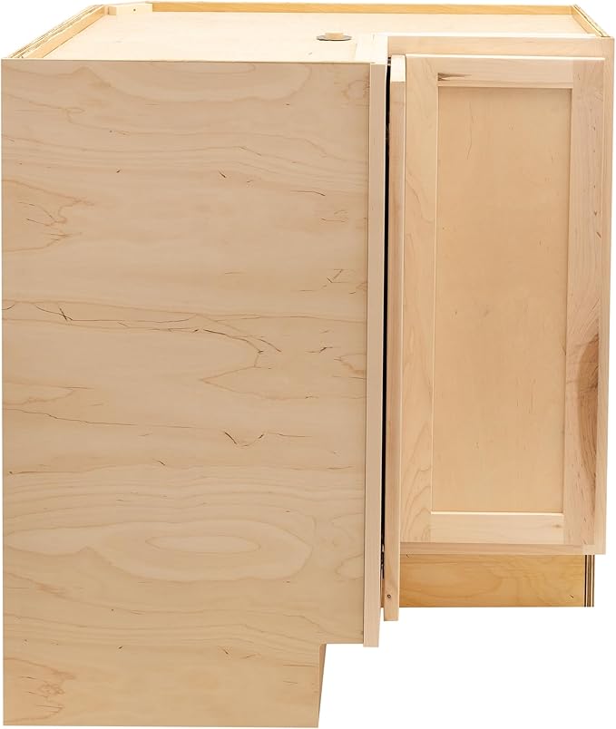 Quicklock RTA (Ready-to-Assemble) | Base Kitchen Cabinets - Shaker Style | Made in America (Raw Maple, 18" D x 30" W x 34.5" H Lazy Susan)