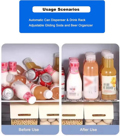 Drink Organizer for Fridge Fridge Automatic Can Dispenser Drink Organizer Space Saving Kitchen Storage(3 Pcs,7.5 x 32 cm)