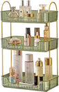 shuang qing 3 Tier Bathroom Counter Organizer Countertop Storage, Cosmetics Skincare Shelf Organizer, Makeup Organizer Perfume for Dresser Vanity Tray, Spice Rack Organizer for Kitchen - Green