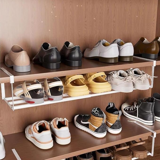 Hanging Storage Rack for Shoes and Books Under Cabinet, White