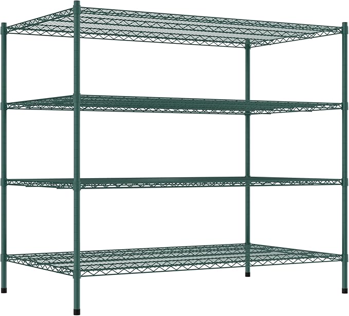 Commercial NSF Listed Green Epoxy Stationary Wire Shelving Kit 36" x 60" x 54", with 4 Shelves Perfect for Warehouse, Walk-in Refrigerator, Freezer, Grocery Store, Restaurant, Dishroom