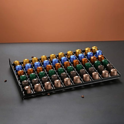 HiveNets Capsule Drawer Coffee Pod Storage Compatible for Nespresso Support Metal Holder 60 Pcs