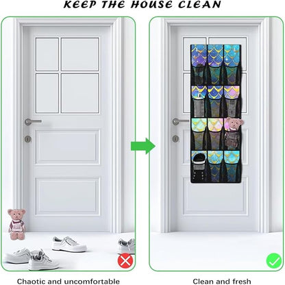 Scale Behind Door Shoes Hang Holder Rack,Storage for Small Spaces,Shoes Hanger Storage Organizer Bag for Bedroom Unique Print