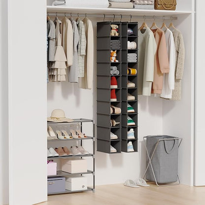 MAX Houser 10-Shelf Hanging Shoe Shelf Organizer, Hanging Shoe Storage for Closet,Pack of 2(Grey)
