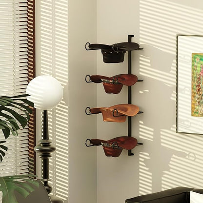 Alyoen Cowboy Hat Rack for Wall, Cowboy Hat Holder Wall Mount Holds Up to 4 Hats, Metal Hat Organizer Storage Hanger, Western Room Decor for Fedoras, Sun Hat