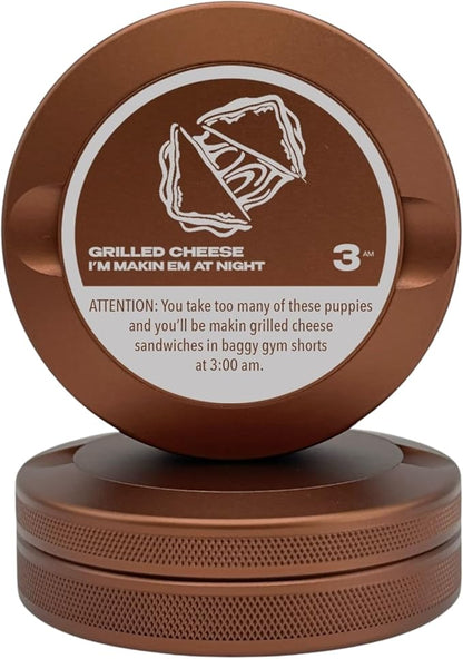 Grilled Cheese | Metal Container for Zyn, Premium Aluminum Can & Rugged Pouch Holder | Extra Capacity, Knurled Grip & Used Pouch Storage | EDC (Copper)