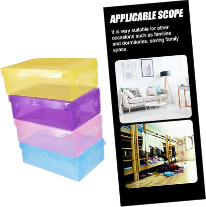 VILLCASE 7Pcs Stackable Plastic Shoe Storage Boxes with Lids Thickened Transparent Colored Shoe Organizer for Men Women Scratch-resistant Containers Space-saving Design