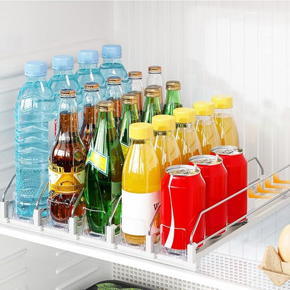 Drink Organizer for Fridge，Automatic Drink Dispenser for Fridge, 12-20oz Soda Can Dispenser for Refrigerator, Soda Can Organizer for Pantry Holds up to 25 Cans, 5 Row