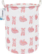 Round Collapsible Laundry Hamper for Girls,Waterproof Pink Ballerina Dance Shoes Print Storage Bin,Large Capacity Toy Organizer for Kids Room Nursery Playroom,Ideal New Parent Gift