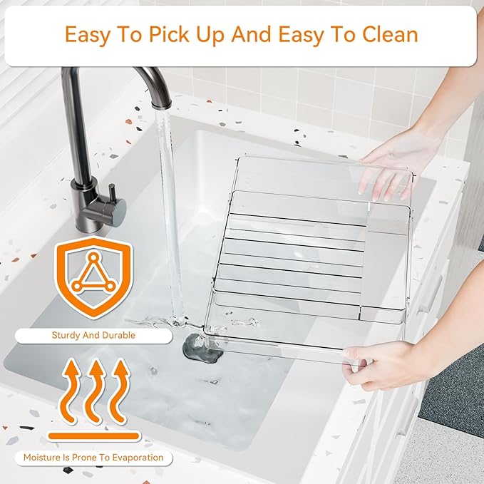 Yieach Clear Expandable Silverware Drawer Organizer,9.4-15.6In Adjustable Silverware Tray for Drawer,Acrylic Kitchen Utensil Drawer Organizer for Cutlery,Flatware Organizers and Fork and Spoon Holder