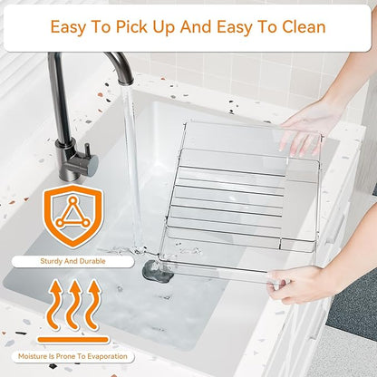 Yieach Clear Expandable Silverware Drawer Organizer,9.4-15.6In Adjustable Silverware Tray for Drawer,Acrylic Kitchen Utensil Drawer Organizer for Cutlery,Flatware Organizers and Fork and Spoon Holder