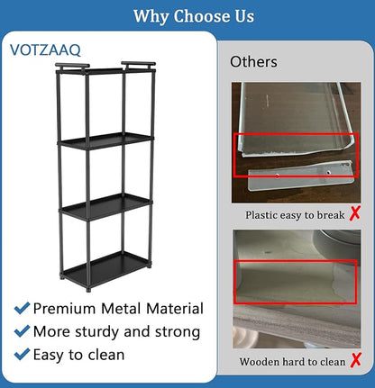 VOTZAAQ Matte Black 4 Tier Bathroom Organizer Countertop, Stainless Steel Perfume Tray and Vanity Countertop Shelf, Makeup Skin Care Bathroom Organizers and Storage for Dresser, Kitchen
