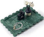 Real Natural Scalloped Marble Tray for Bathroom, Vanity, Kitchen and Desktop, Decorative Stone Tray for Jewelry, Cosmetics, Candles, Lotion, Perfume and Home Décor (Dark Green, 12" x 8")