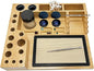 Bamboo Desk Organizer,Carving Tool Organizer with Non-sticky Mat and Silicone Container (28 x 24 x 4.5cm)