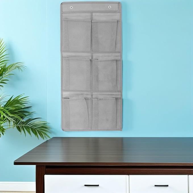 SUPVOX Wall Mounted Shoe Organizer with 6 Mesh Pockets Narrow Over-the-door Shoe Rack Storage Bag Set with Space-saving Closet and Dorm Solution